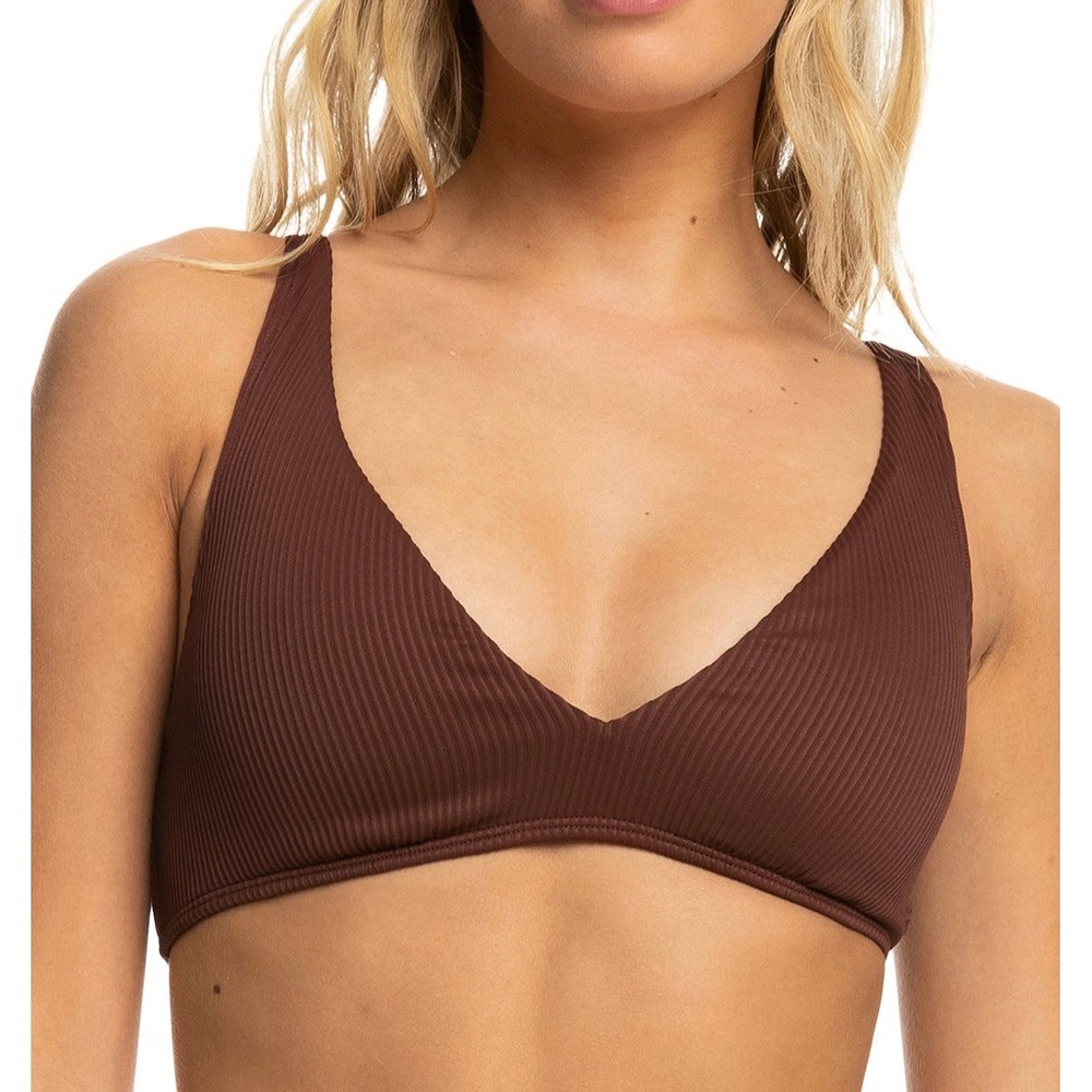 ROXY NWT Love The Oceana V Ribbed Bikini Top XS